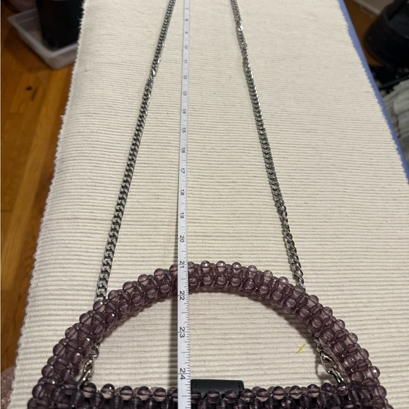 Bouffants & Broken Hearts Purple and White Mini Bag with Skull Design - Picture 4 of 10